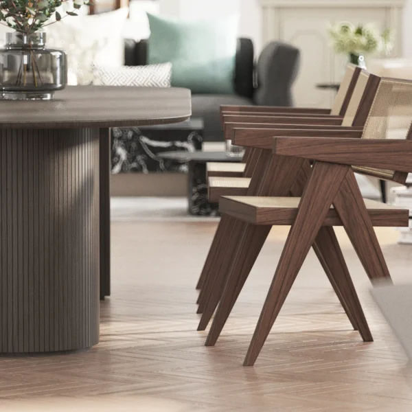 Innen-Detailvisualisierung eines Esszimmers in einer wohnung in Zürich Utoquai.