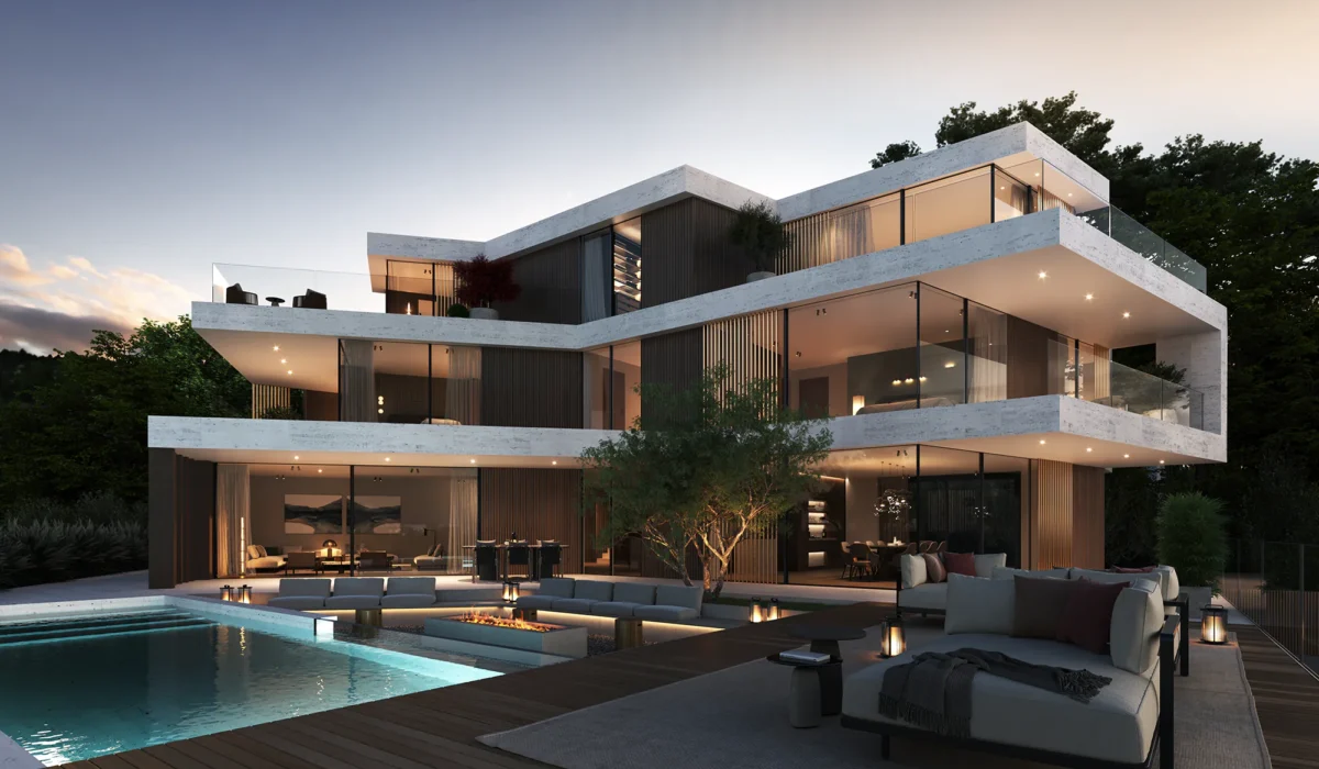 architekturvisualisierung 3 Aussenvisualisierung-Villa-Zollikon-Elysia-Living