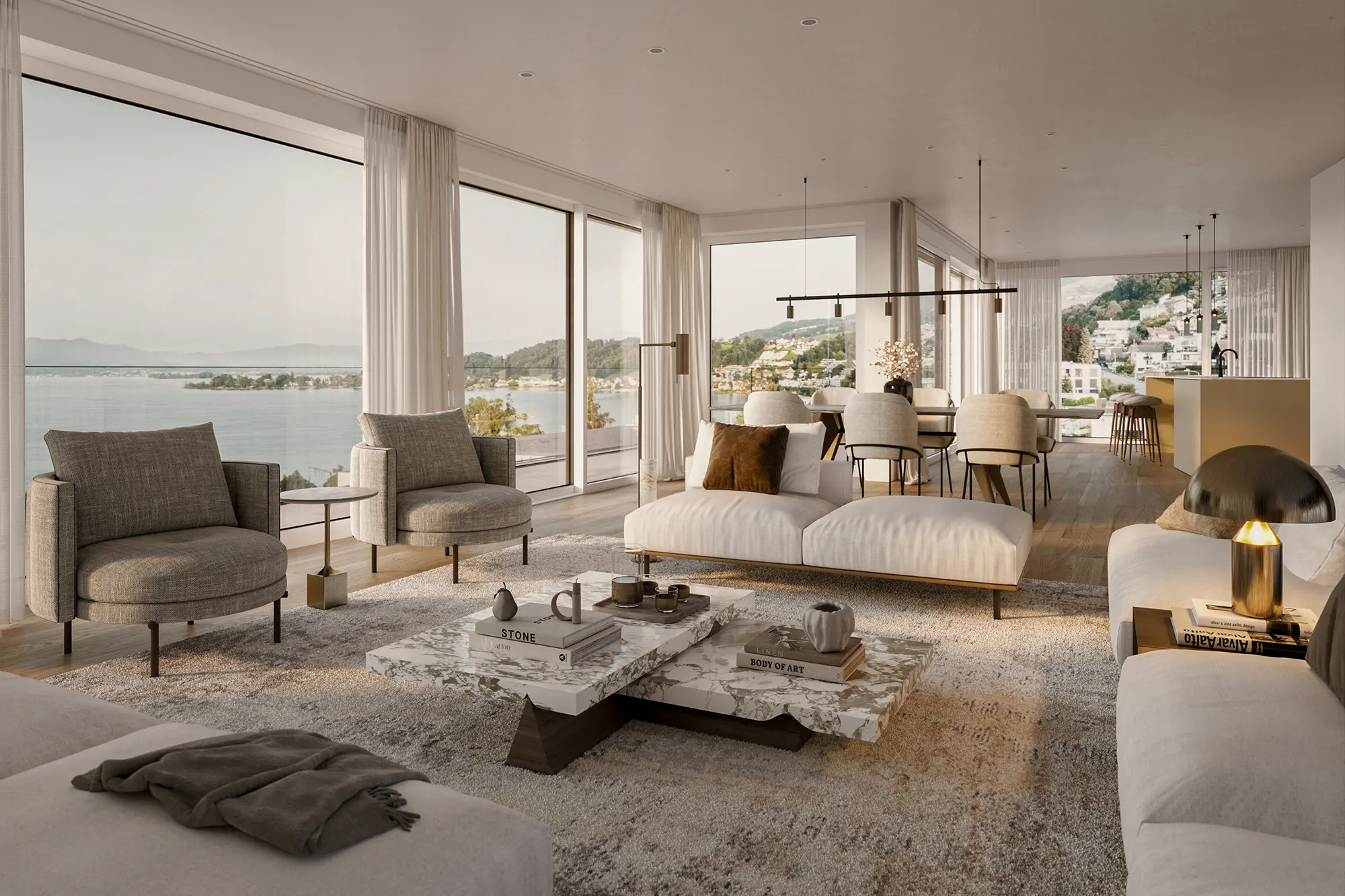 Interior-rendering-Attica-livingroom- Richterswil-Apartment building-prime-view