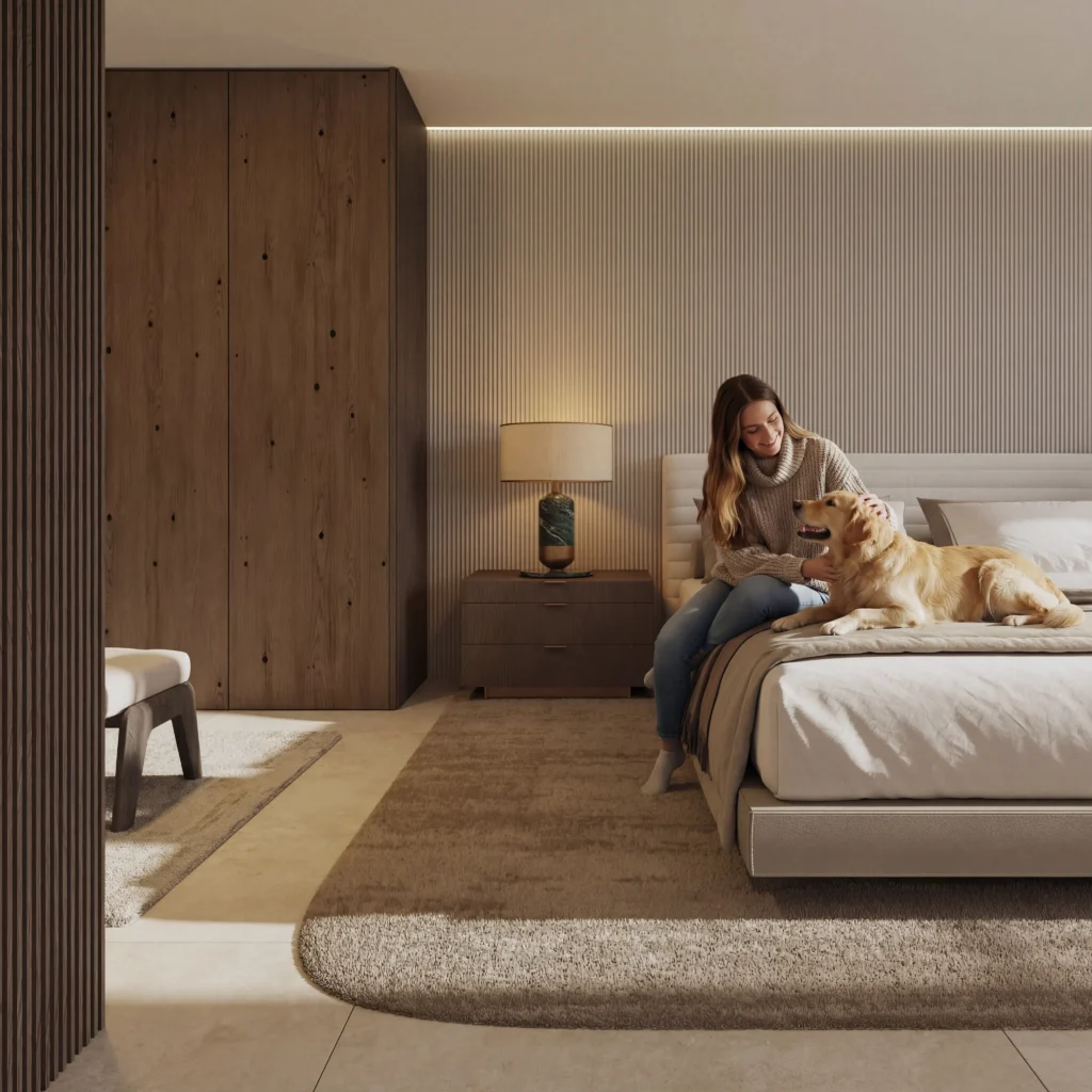 ki immobilienvisualisierung innenraum mit personen